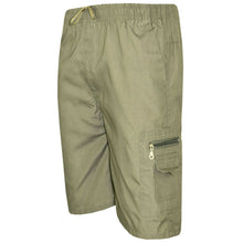 Mens Summer Elasticated Plain Shorts Cotton Lightweight Cargo Combat Pants S-2XL