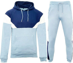 New Mens Pullover Block Tracksuit Hoodie Jogging Bottoms Raglan Sweater Jogger