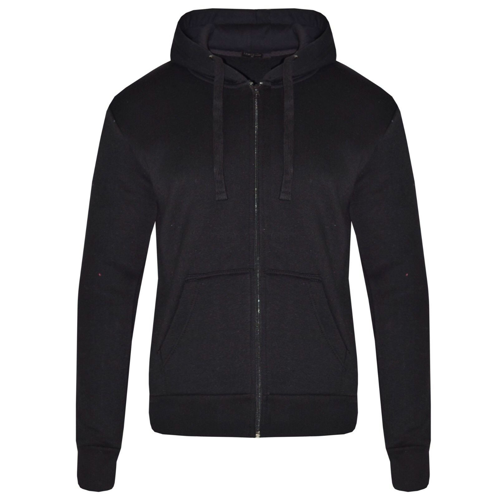 Ladies Womens Plain Zip Up Coloured Fleece Sweatshirt Hoodie Jacket Hooded Top