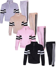 Pack of 6 New Kids Boys Girls Unisex Zip Collar Sweatshirt Velour Jogging Bottom Tracksuit