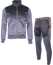 Mens Designer Polyester Brushed Tracksuit Collared Sweat Joggers Contrast Panel