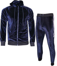 Pack of 7 NEW Mens Silky Zip Hoodie Two Stripe Panel Tracksuit Velour Jogging Bottoms