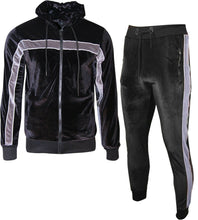 Pack of 7 NEW Mens Silky Zip Hoodie Two Tone Piping Tracksuit Velour Jogging Bottoms