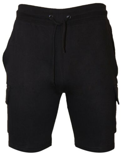 Mens Fleece Cargo Shorts Combat Jogging Elasticated Waist Premium Essentials