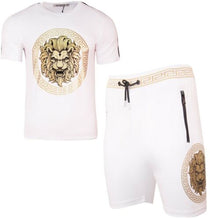 Pack of 10 2 Colours New Mens Cotton T Shirt + Polyester Shorts Set LION PRINT Tracksuit Summer