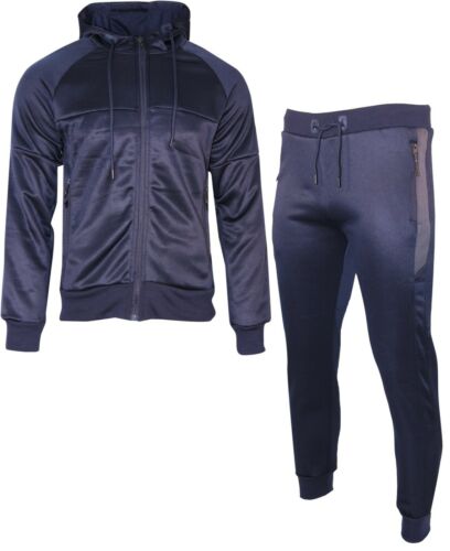 Mens Designer Polyester Brushed Tracksuit Hooded Sweat Joggers Bottoms Panel